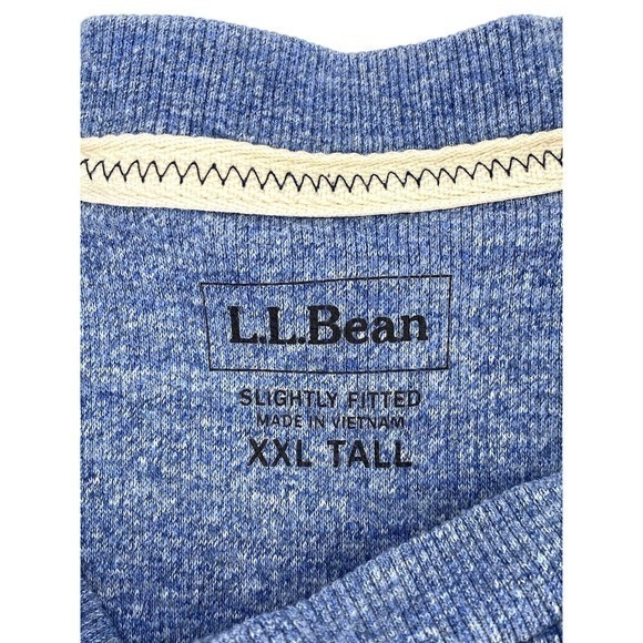 LL Bean Slightly Fitted Thick Button Henley Heather Blue Pima Cotton Sz XXL Tall - Picture 4 of 11